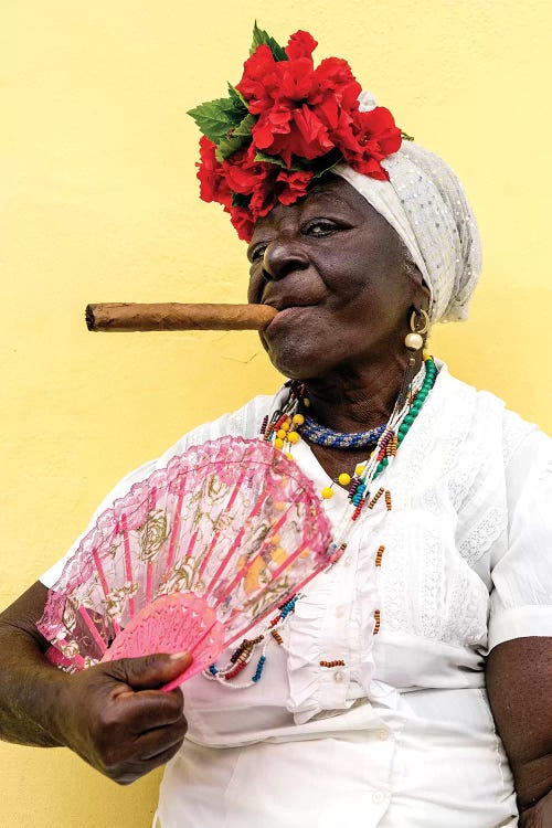 Woman Smoking Cigar In Havana Cuba