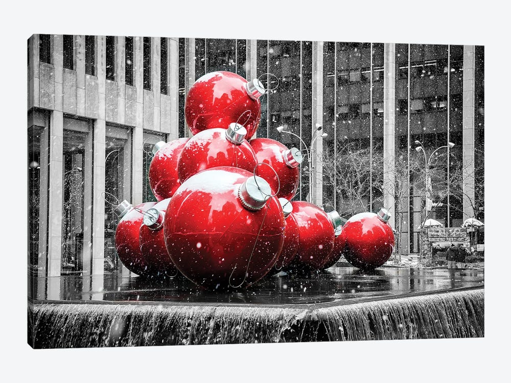 New York Christmas Decoration Red,New York City by Susanne Kremer 1-piece Canvas Art