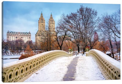Central Park Snow On Bow Bridge,New York City Canvas Art Print - Central Park