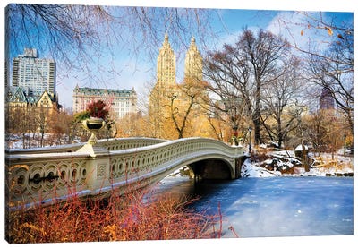 Frozen Central Park Bow Bridge New York City Canvas Art Print - Manhattan Art