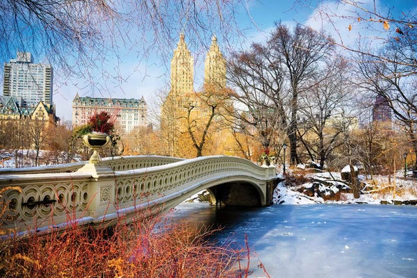 Manhattan: Frozen Central Park Bow Bridge New York City by Susanne Kremer