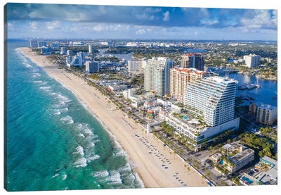 Aerial Fort Lauderdale Beach Canvas Art Print - Florida Art