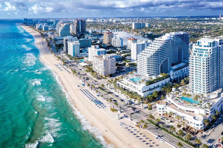 Aerial Panoramic Views Fort Lauderdale Beach Florida