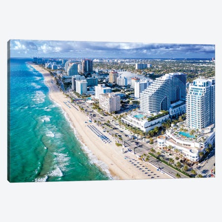 Aerial Panoramic Views Fort Lauderdale Beach Florida Canvas Print #SKR340} by Susanne Kremer Canvas Wall Art