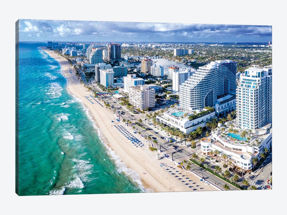 Aerial Panoramic Views Fort Lauderdale Beach Florida by Susanne Kremer 1-piece Canvas Art Print