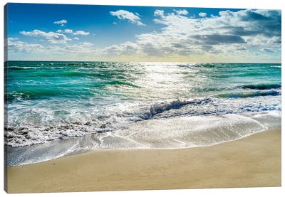 Silent Beach Waves Hollywood Florida Canvas Art Print - Hyperreal Landscape Photography