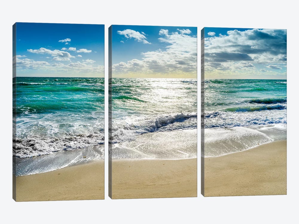 Silent Beach Waves Hollywood Florida by Susanne Kremer 3-piece Art Print
