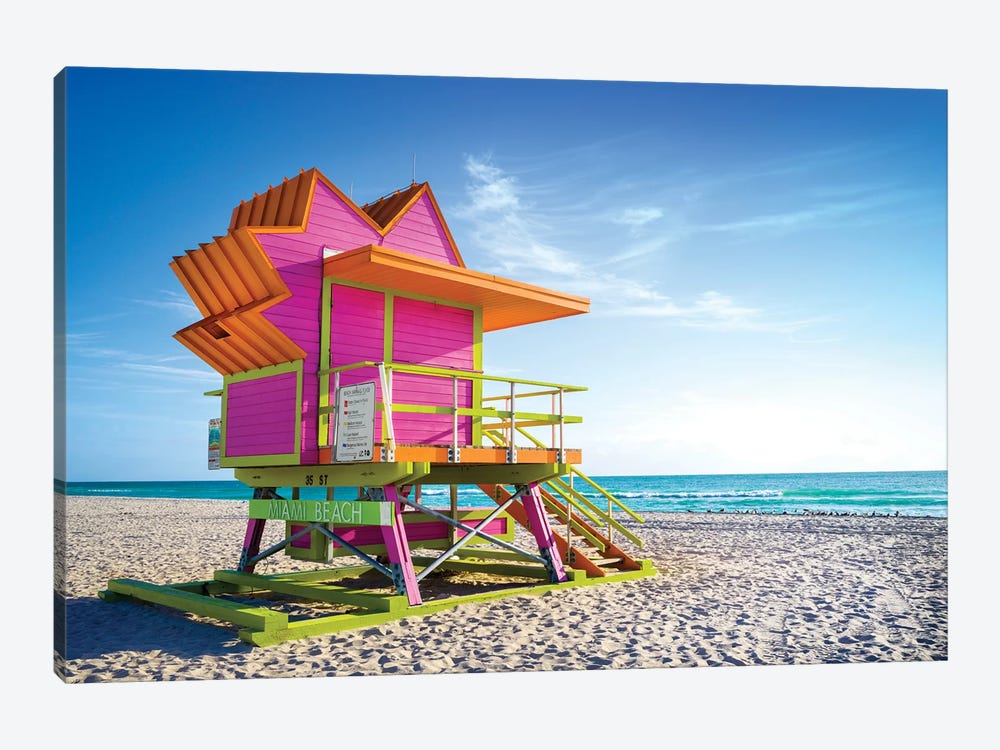 Pink Morning, Miami Beach Florida by Susanne Kremer 1-piece Canvas Wall Art