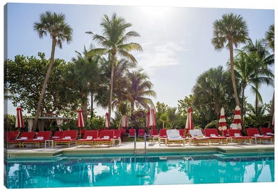 Go For A Swim , Miami Beach Pool Florida Canvas Art Print - Swimming Art