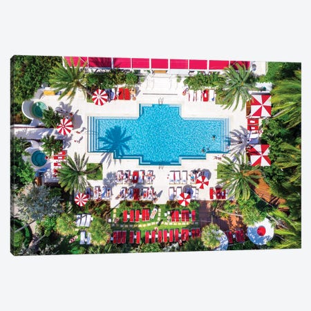 Aerial View Go For A Swim , Miami Beach Pool With Palm Trees ,Florida Canvas Print #SKR349} by Susanne Kremer Canvas Art