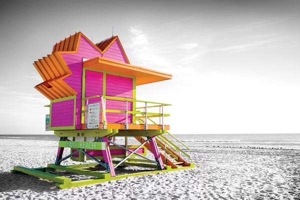 Miami Beach: Pink Star,Lifeguard House Miami Beach Florida by Susanne Kremer