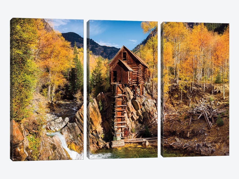 Old Mill In Autumn,Colorado by Susanne Kremer 3-piece Canvas Print