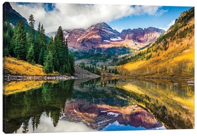 Maroon Bells, Colorado Canvas Art Print - Hyperreal Landscape Photography