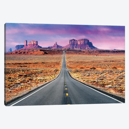 Road To Monument Valley, Sunset Canvas Print #SKR357} by Susanne Kremer Canvas Art