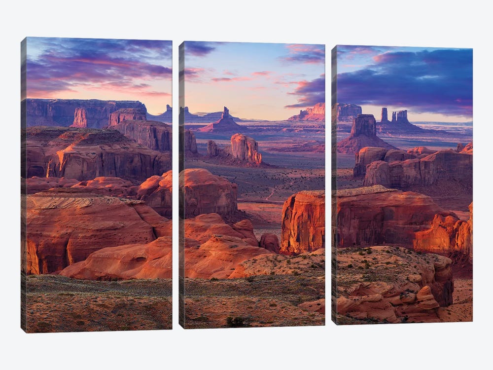 Hunts Mesa Monument Valley Sunset by Susanne Kremer 3-piece Canvas Art