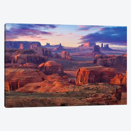 Hunts Mesa Monument Valley Sunset Canvas Print #SKR358} by Susanne Kremer Canvas Art Print