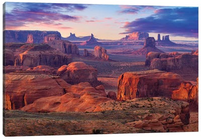 Hunts Mesa Monument Valley Sunset Canvas Art Print - Desert Art