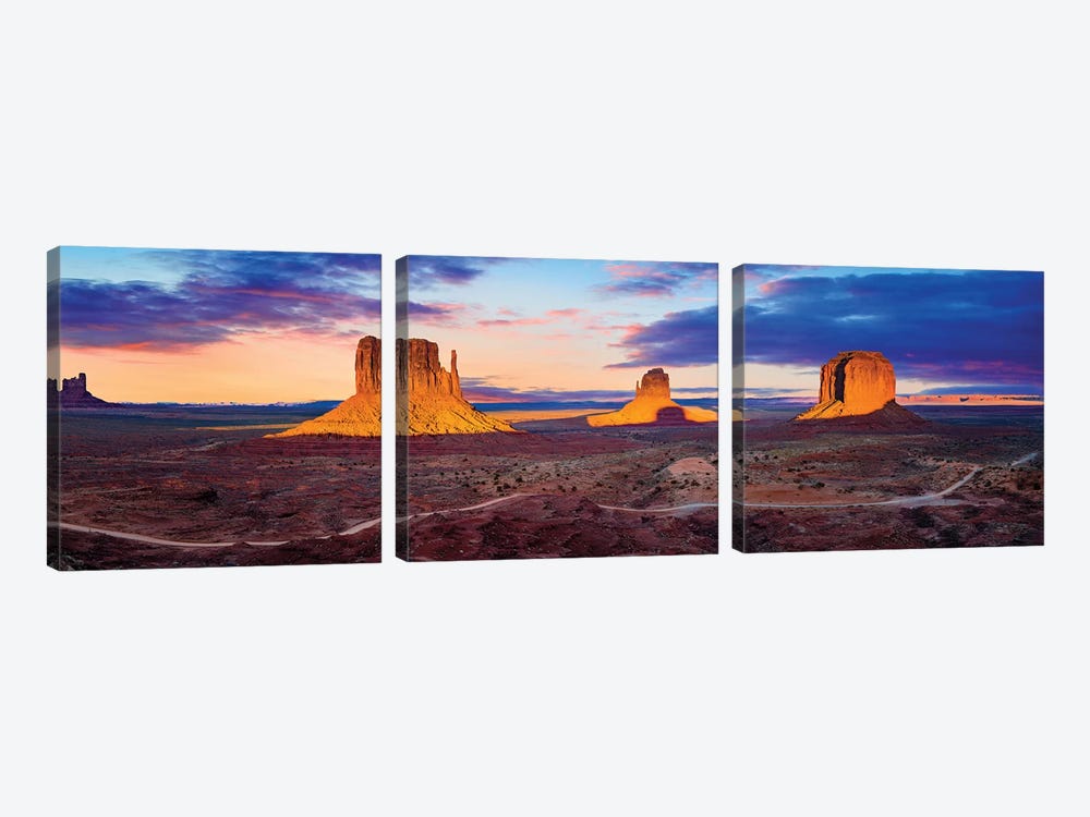 Sunset Monument Valley by Susanne Kremer 3-piece Canvas Art Print