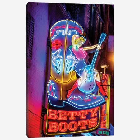 Nashville Broadway Neon Betty Boots Canvas Print #SKR362} by Susanne Kremer Canvas Art