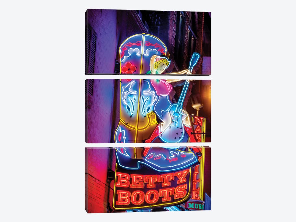 Nashville Broadway Neon Betty Boots by Susanne Kremer 3-piece Art Print