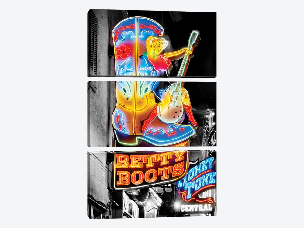 Nashville Broadway Neon Honky Tonk by Susanne Kremer 3-piece Canvas Art
