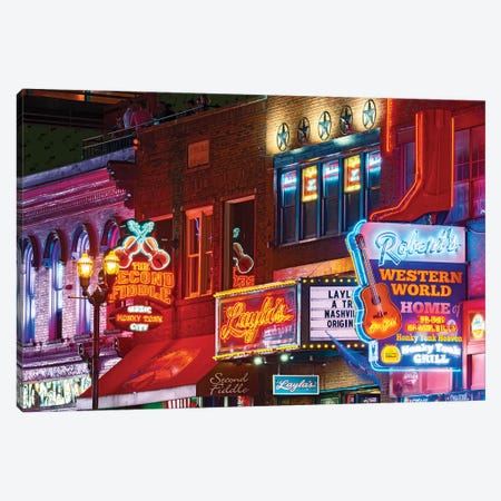 Nashville Neon Nights Canvas Print #SKR364} by Susanne Kremer Canvas Art Print