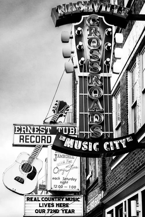 Nashville Music City Black And White by Susanne Kremer wall art