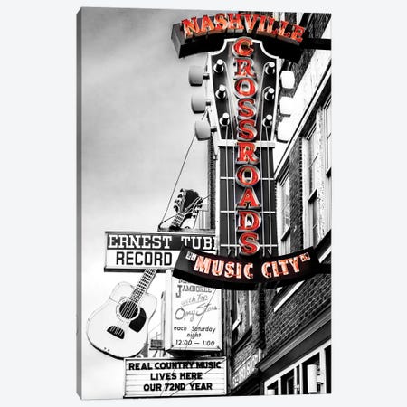 Nashville Music City Red Canvas Print #SKR367} by Susanne Kremer Art Print