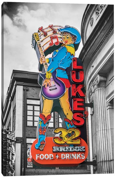 Nashville Lukes Neon Sign Canvas Art Print - Country Music Art