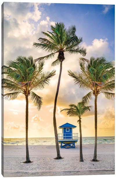 Florida Beach Sunrise Canvas Art Print - Golden Hour