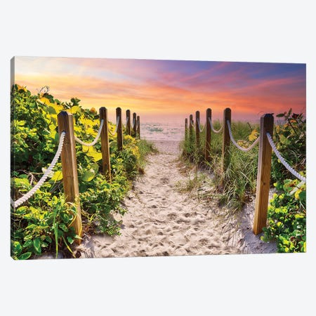 The Path To The Beach At Sunrise Canvas Print #SKR388} by Susanne Kremer Canvas Artwork