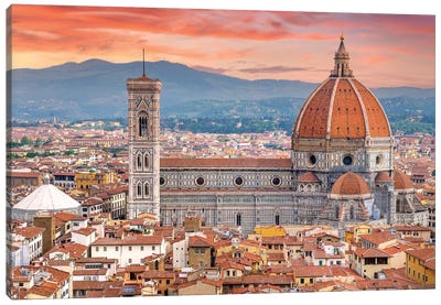 Il Duomo Florence Sunset,Italy Canvas Art Print - Europe Art
