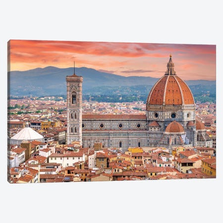 Il Duomo Florence Sunset,Italy Canvas Print #SKR390} by Susanne Kremer Canvas Art Print