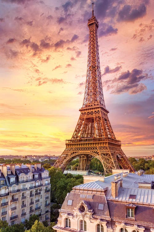 Romantic Sunset Eiffel Tower Paris