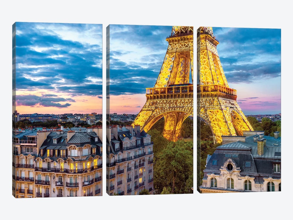 Best VIew In Town Eiffel Tower Paris by Susanne Kremer 3-piece Canvas Print