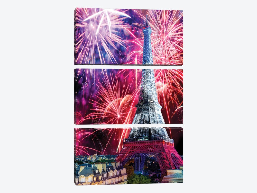 Eiffel Tower Celebrations,Paris by Susanne Kremer 3-piece Canvas Art Print