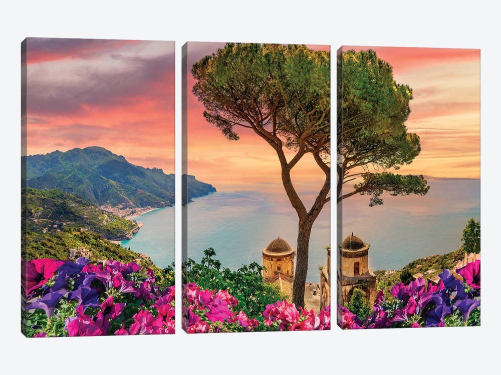 Amalfi Coast Sunset,Italy by Susanne Kremer 3-piece Canvas Art Print