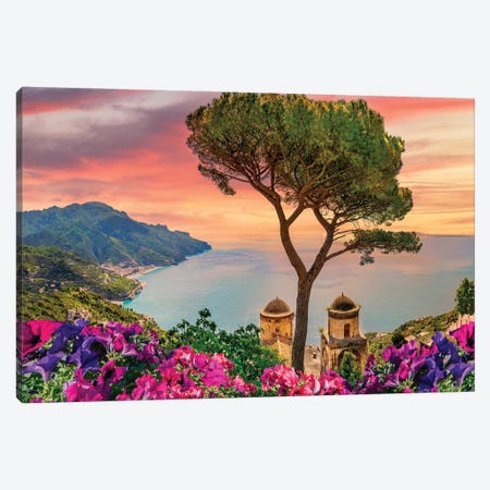 Amalfi Coast Sunset,Italy Canvas Print #SKR409} by Susanne Kremer Canvas Print