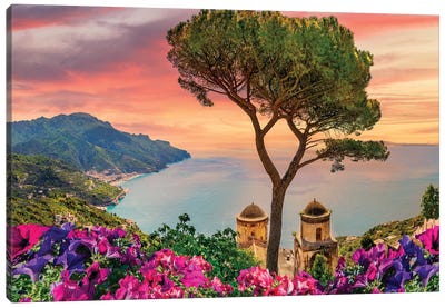 Amalfi Coast Sunset,Italy Canvas Art Print - Amalfi Coast Art