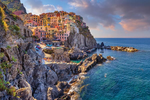 Liguria: Summer Nights Manarola, Cinque Terre, Italy by Susanne Kremer