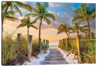 Tropical Beach Sunrise Key West Florida Canvas Art Print - Coastal Art