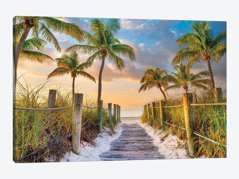 Tropical Beach Sunrise Key West Florida by Susanne Kremer 1-piece Canvas Art Print