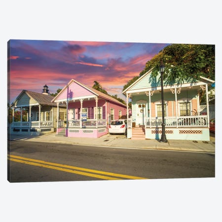 Colorful Homes in Key West, Florida Canvas Print #SKR418} by Susanne Kremer Canvas Artwork