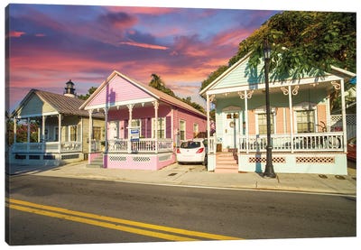 Colorful Homes in Key West, Florida Canvas Art Print - Key West