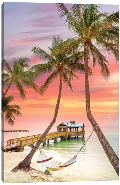 Relaxing Tropical Sunrise,  Key West Florida Canvas Art Print - Sandy Beach Art