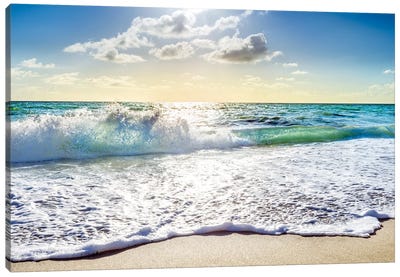 Rolling Beach Waves, South Florida Canvas Art Print - Sandy Beach Art