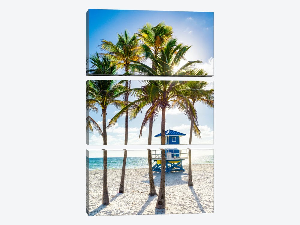 Sunny Beach Days, South Florida by Susanne Kremer 3-piece Canvas Art Print