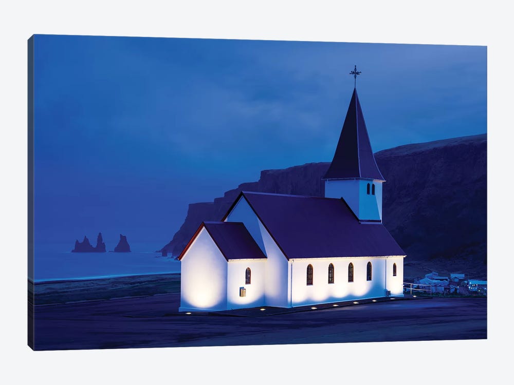 Church and Reynisdrangar Basalt II by Susanne Kremer 1-piece Canvas Art Print