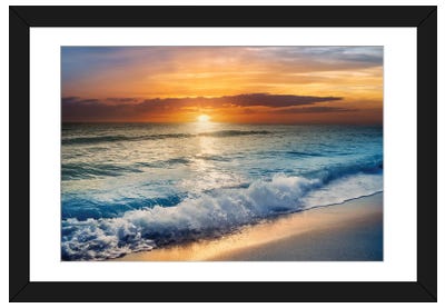 Beach Sunrise In South Florida Paper Art Print - Beach Art