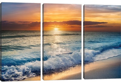 Beach Sunrise In South Florida Canvas Art Print - 3-Piece Beach Art